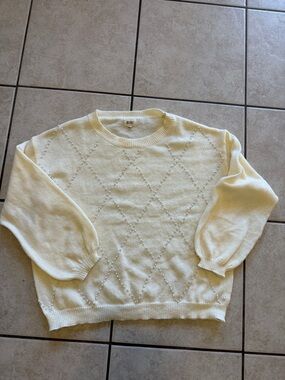 BiBi Cream Pearl-Embellished Crewneck Sweater